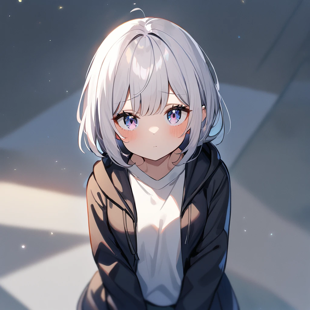 1 girl,White hair,Introvert,very aesthetic, absurdres,looking at viewer