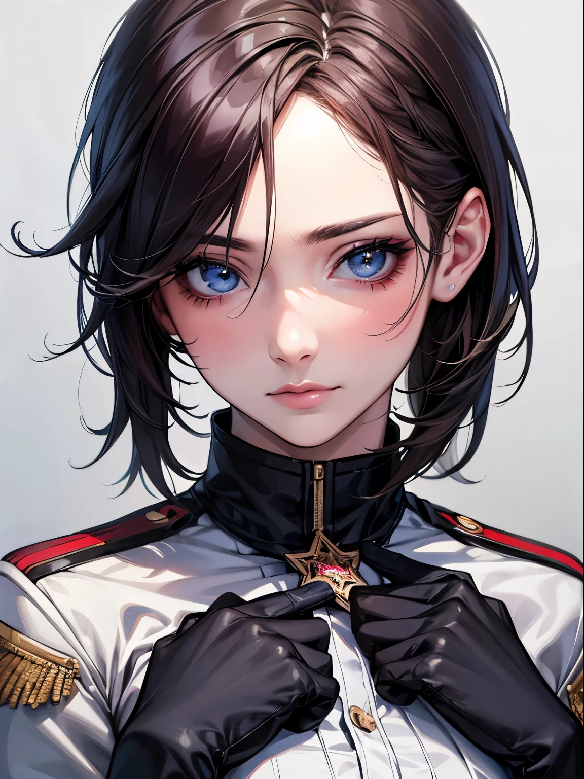 highest quality, Ultra-high resolution, (Realistic: 1.4), beautiful Eyes, Super beautiful, beautiful, beautiful Soldier, Eyes that beckon, Mistress's point of view, Attractive look, Sexy smile, Perfect Style, Perfect balance, Detailed skin, Mischievous Gaze