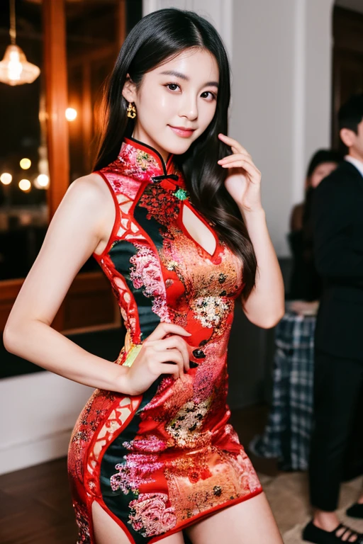 highest quality, Chinese beauty, In a dress, Posing, at a party