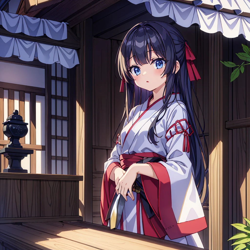 (masterpiece)、(highest quality)、One Girl、knife、Shrine maiden、Gloss、Shadow、Small breasts、Small Asilk房、milk