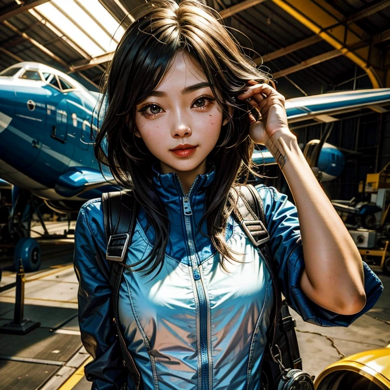 The story of one female aircraft mechanic。She is very attractive and beautiful。She is a beautiful woman who is so cute and sexy that it&#39;s hard to believe she&#39;s 32 years old.。I usually wear khaki green overalls at work.、Wearing brown leather boots, A narrow hangar with a low ceiling、((Right behind、A bright red reciprocating engine plane used for aerobatic flying is parked here.))。The aircraft is equipped with a single engine.、Equipped with a wooden propeller((It&#39;s a very beautiful mid-wing aircraft.。)), hot〜While saying、The girl took off her overalls from the top half.、The sleeves were wrapped around the waist.。Rui々Her beautiful skin and white tank top look very pretty.。A tight tank top accentuates her voluptuous cleavage。Tight abdominal muscles、You would never guess from her soft-looking breasts., When you notice this、He smiled at me while holding the wrench., Her sweat makes her sex appeal stand out even more., I was fascinated by the beautiful aircraft and the attractive women.。, Did you do any engine maintenance?、on her upper body、There is oil from the aircraft here and there.。,  Did he think I was looking at his chest?、He looks at me with a slightly grinning expression.。, Her chest is certainly captivating、It seems that there is a big misunderstanding.。, Even when she teases, her appearance is somehow seductive, so it&#39;s no wonder that everyone is captivated by her.。, Dynamic perspective,
