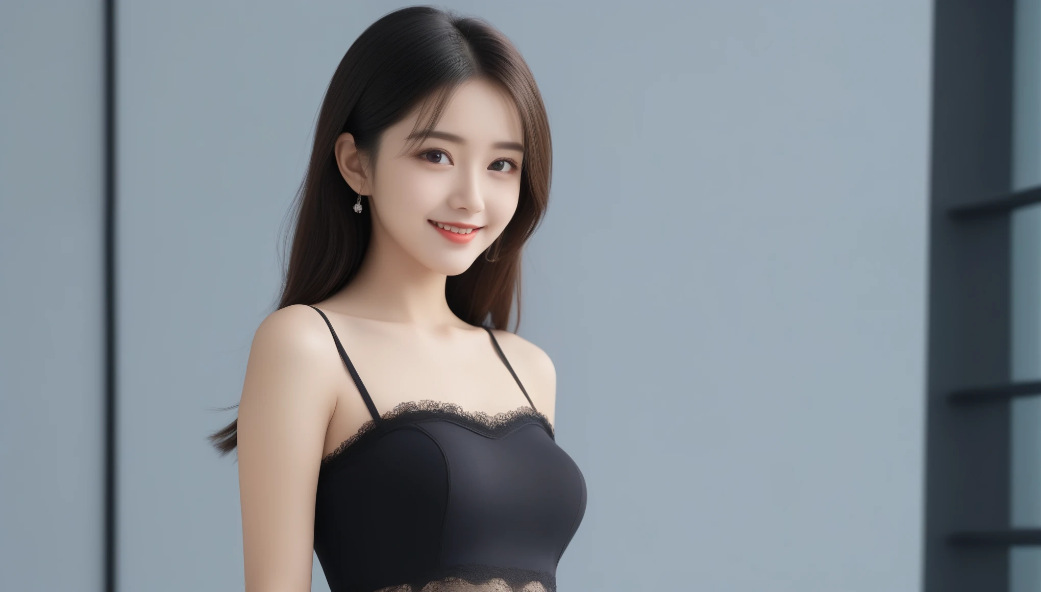 8K, Ultra-high resolution, highest quality, masterpiece, Surreal, photograph, 1 girl, (16 years old:1.3), pretty girl, Cute face, Beautiful eyes in every detail, Japan Female Announcer, Black Stockings, Heart Eyes, skirt, Sexy pose、See through 、Look at the audience、beauty,Long neck、Smile a little、Please close your mouth and laugh、(((Ideal body proportions))),A cup small breasts :2,Portraiture:2、Perfect Anatomy、Vivid details、detailed、Surreal、Light and shadow,Strong light,Fashion magazine cover,Thin lips
