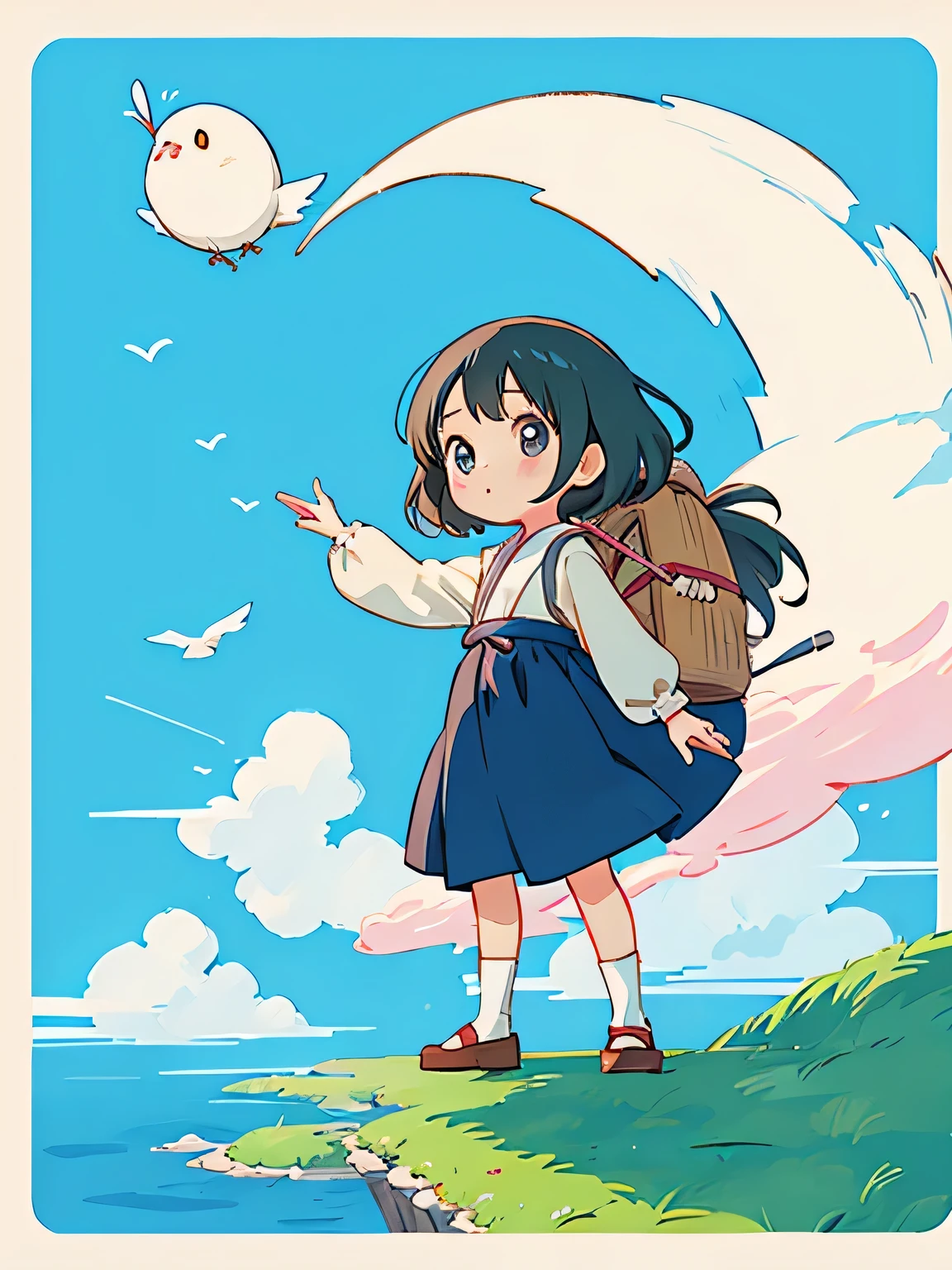 hayao Miyazaki、Kawaii Design, most beautiful girl ever、Chibi, birdie、High walls
