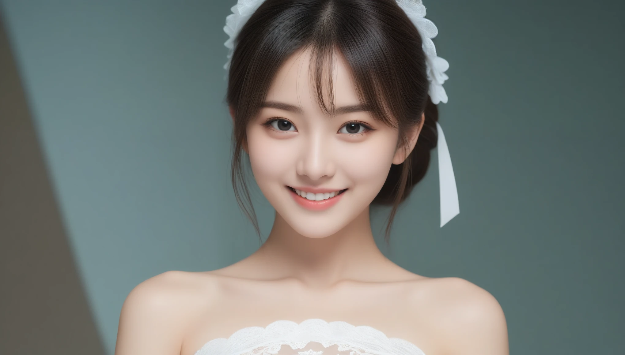 8K, 超High resolution, highest quality, masterpiece, Surreal, photograph, 1 girl, (16 years old:1.3), pretty girl, Cute face, Beautiful eyes in every detail, Japan Female Announcer、intellectual,Tabletop, highest quality, 非常にdetailedな, 細かくdetailedに, High resolution, In 8K, ((Photorealistic:1.4, 生photograph, 超A high resolution,Best image quality: 1.4)), wallpaper, ((Perfect body composition 1.5)), Beautiful fine details, Natural color lip, ((穏やかなsmile:1.5)), ((Random cute hairstyles)), ((Leaning forward:1.5)), ((Quite large breasts:1.0)), ((from the front:1.5)), ((Random summer blurry background)), ((Random and cute expressions)),, ((1:1.5)) 非常にdetailedでプロフェッショナルな照明、 Perfect dynamic composition, Beautiful fine details, ((Women's fashion)),((smile,Harajuku)),((sexy shot looking at camera))、Sexy pose、See through 、Look at the audience、beauty,Long neck、Smile a little、Please close your mouth and laugh、(((Ideal body proportions))),A cup small breasts :2,Portraiture:2、Perfect Anatomy、Vivid details、detailed、Surreal、Light and shadow,Strong light,Fashion magazine cover,Thin lips