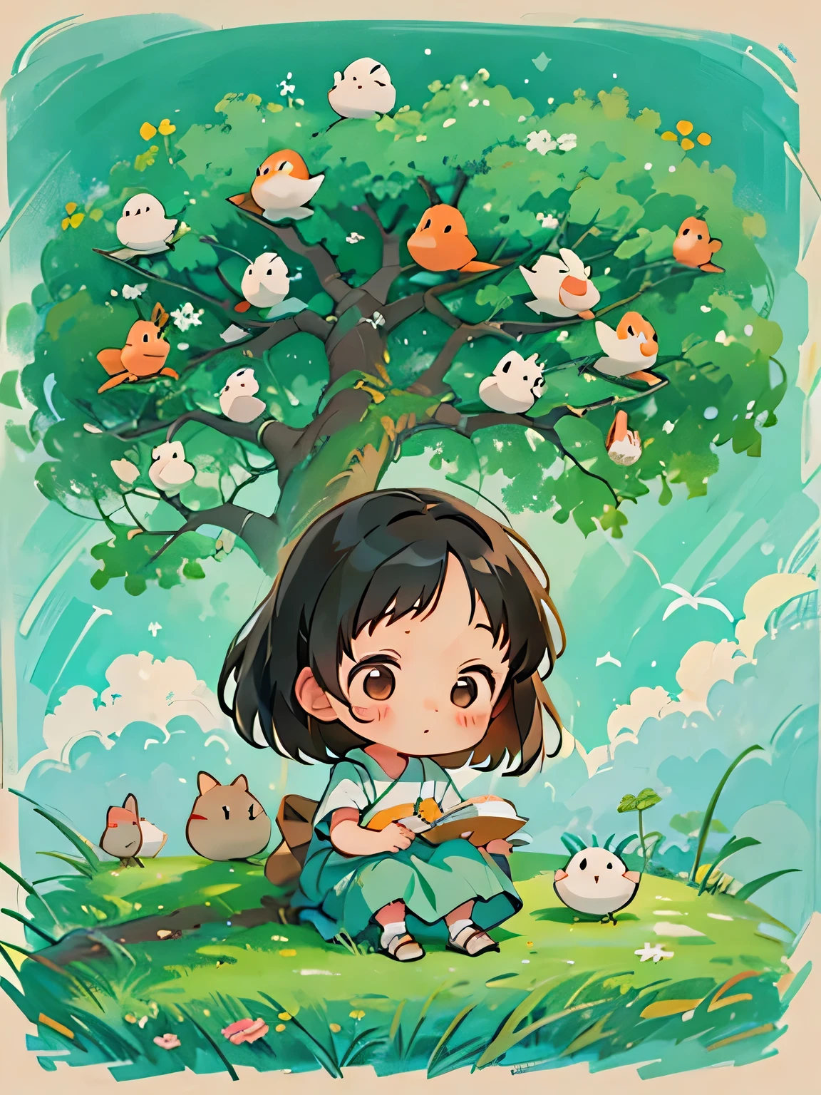 hayao Miyazaki、Kawaii Design, most beautiful girl ever、Chibi, birdie、High walls