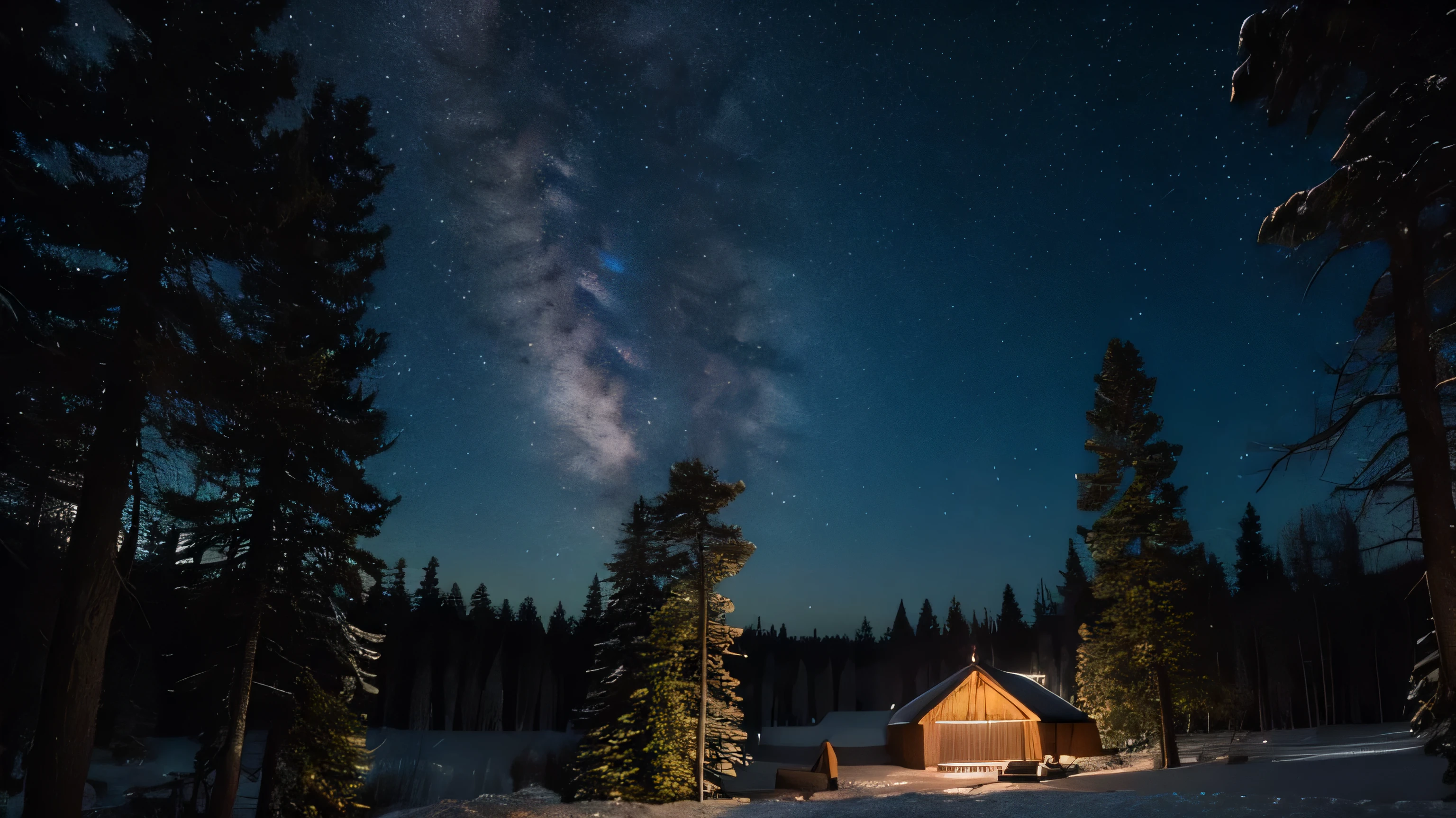 Starry sky and beautiful forest