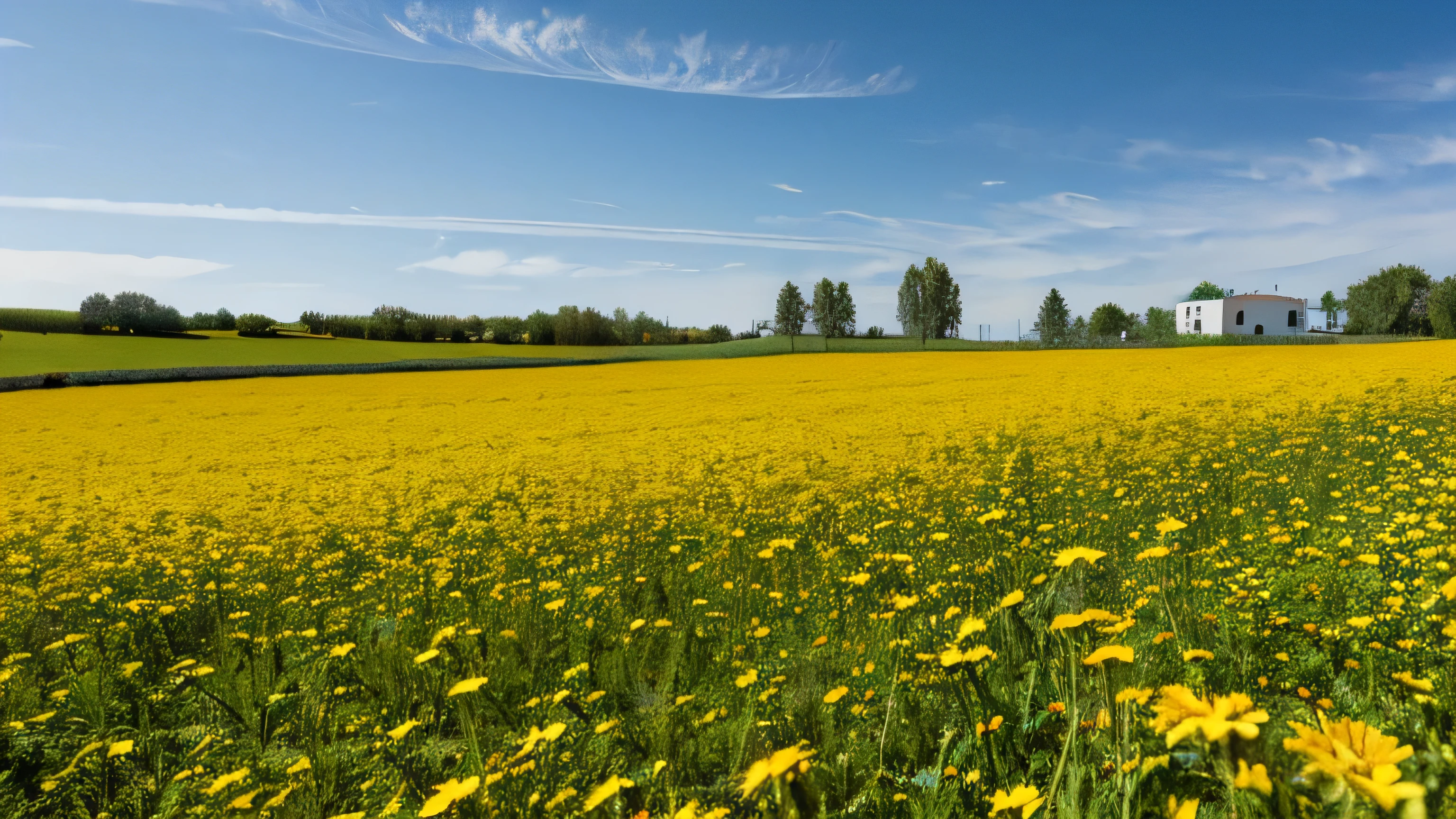 Summer sunshine and beautiful flower fields