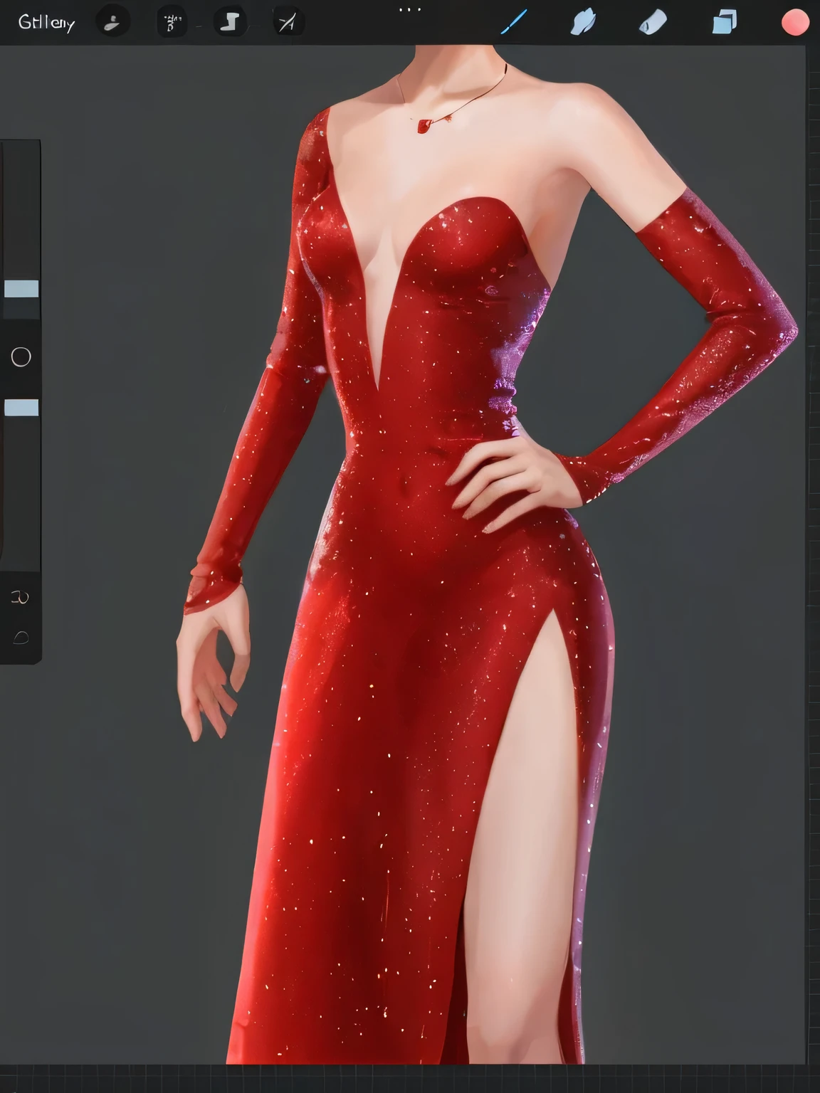 red glitter dress