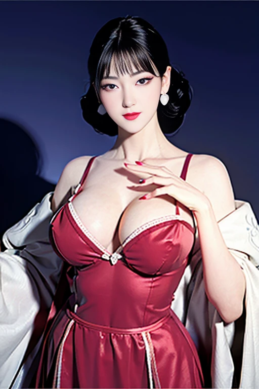 Narrow eyes, 1 girl, all white, expressionless, bob, bob, forehead, relief, black hair, bob, solo, cowgirl, ((voluptuous )), narrow slit eyes, black eyes, sparkling light eyes, black hair, Gloves, dress, luxurious jewelry, earrings, sharp eyes, elbow grooves, hands raised and hair tied back, random color transparent demi-cup off-shoulder bra, random color transparent short dress, long eye makeup, narrow eyes, smile, lipstick , complex petal patterns, rim light, backlight, pastel colors, studio lighting