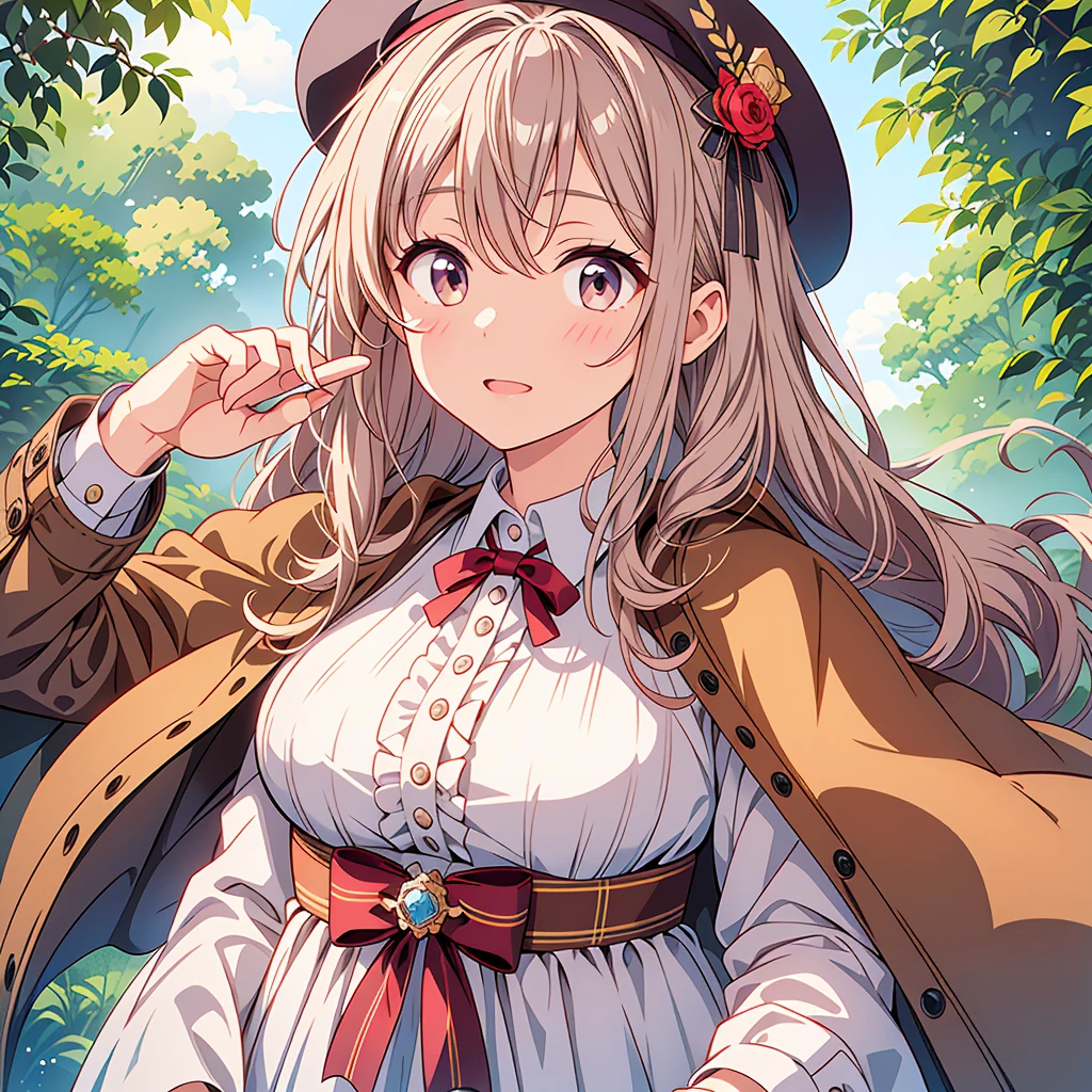 Detective、Super detailed、super beautiful、highest quality、Masterpiece、Official Art、The best composition、brown check beret、A cape with the same pattern as the hat、Charlotte Holmes、White shirt and shorts with the same pattern as the hat、magnifying glass、Detective、視聴者にむかってmagnifying glassを拡大して覗いているので、The eyes are getting bigger、Face close-up、