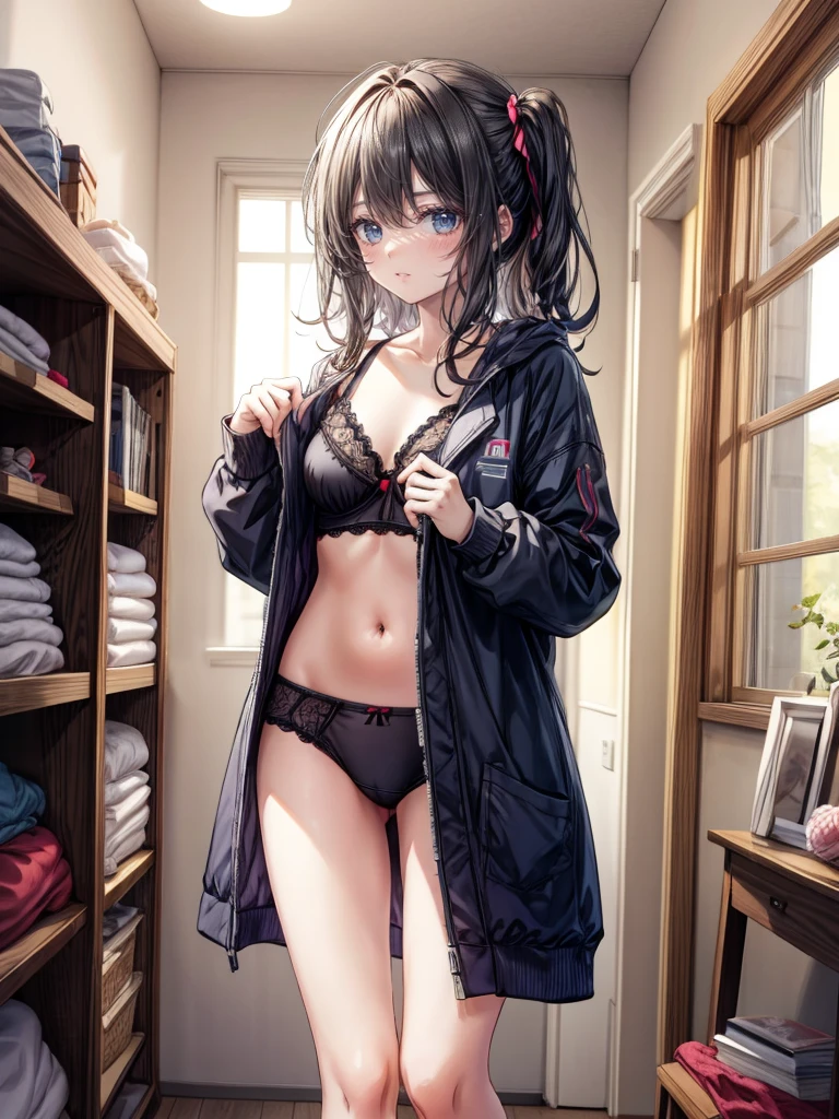 Girl, changing clothes, room, underwear