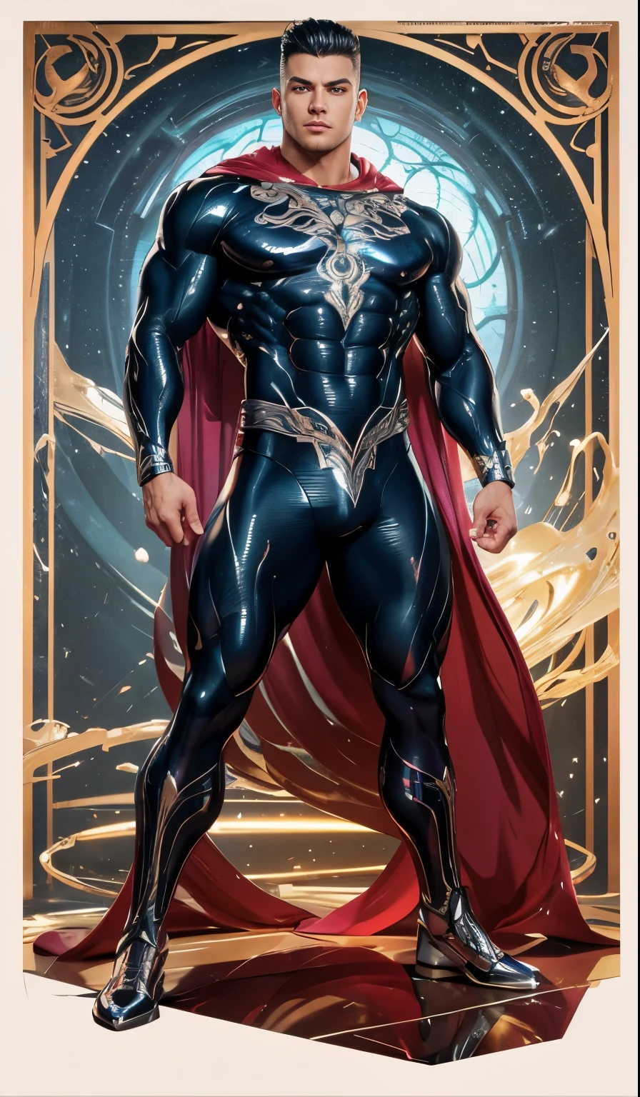 (mid_shot:1.3),(1 male:1.2),(muscle man:1.1),(frontal illumination:1.2),with a silver body and glitters with lights above,extreme iridescent reflection,in the style of vray tracing,vibrantmanga,shiny/ glossy,rococo pastel,fluid form,tinycore,fluid impressions,vray,machine aesthetics,yanjun cheng,silver,shiny eyes,fluidform.,the young warrior,male characteristics,
