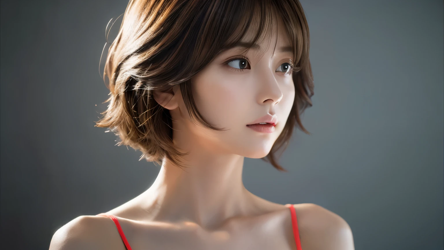 (highest quality、8k、32k、masterpiece、Hmph:1.2)、cute日本人女性の写真、Very short bob hair、Upper Body、Surface Focus、Extra Large_sweater、necklace、Cafe Background、Viewer search x4、(8k、RAW Photos、highest quality、masterpiece:1.2)、(Realistic、Realistic:1.37)、1 girl、cute、Professional Lighting、Photon Mapping、Physically Based Rendering、Gradient brunette hair、Short Curly Hair、good looking、Excellent image quality、High resolution、1080p、(Beautiful Face)、(Detailed facial depiction)、(Detailed Hand Explanation)、(Masseter region)、(Detailed CG)、 Extreme light and shadow、Dirty Hair、masterpiece、Rich details、(exquisite features)、(Best image quality)、(masterpiece)、(fine grain)、Delicate clavicle、Various poses、Don'Don'Don'Don't look at the camera、profile、Photo taken at a cafe、Spring Clothes、simple necklace、knit