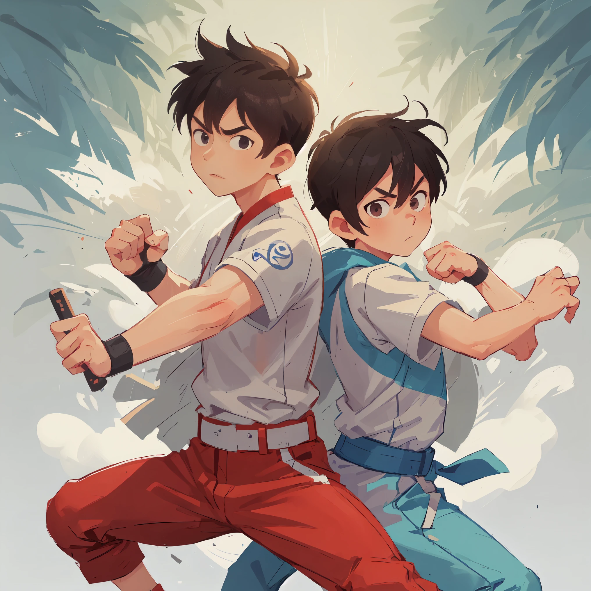 cartoon taekwondo boy with belt and pants, taekwondo pose, fighting game character, martial art pose, merged character, taekwondo outfit, taekwondo, fighting stance, anime style character, inspired by Kanbun Master, doing martial arts, katana zero video game character, official character illustration, inspired by Gatōken Shunshi, game character, martial arts