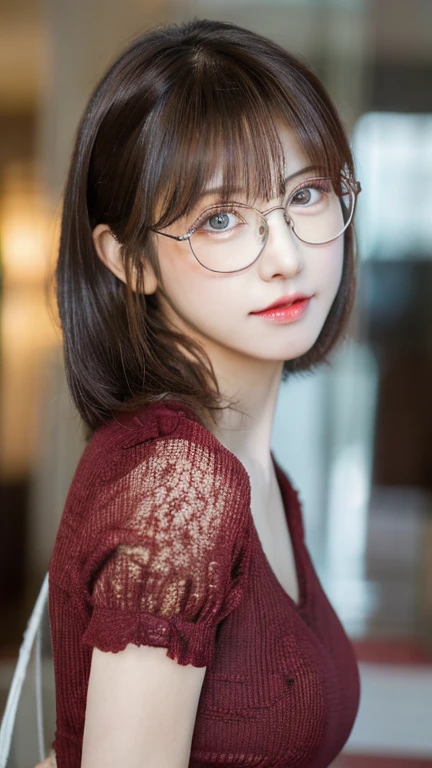 (masterpiece, highest quality, highest quality, )(8k,Actual photo,RAW Photos)Detailed face,Fine grain,Cute face,Natural Makeup,((Glasses)),Random Hairstyles,Sexy pose,Sexy Costumes,whole body,Looking at the camera