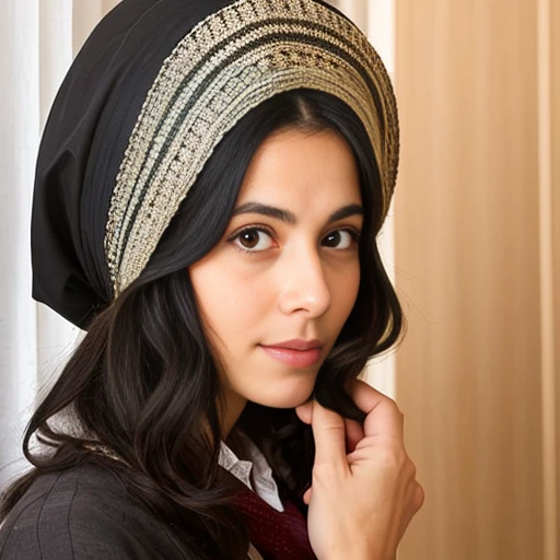 a  a jew woman, focus on the character's face.