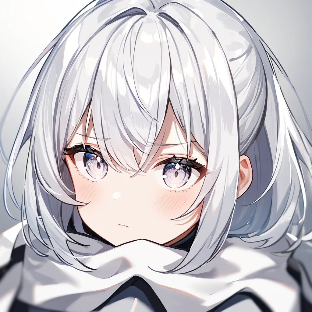 1 girl,White hair,White eyes,deep eyes,Introvert,very aesthetic, absurdres,looking at viewer,Whitesilver,shiny