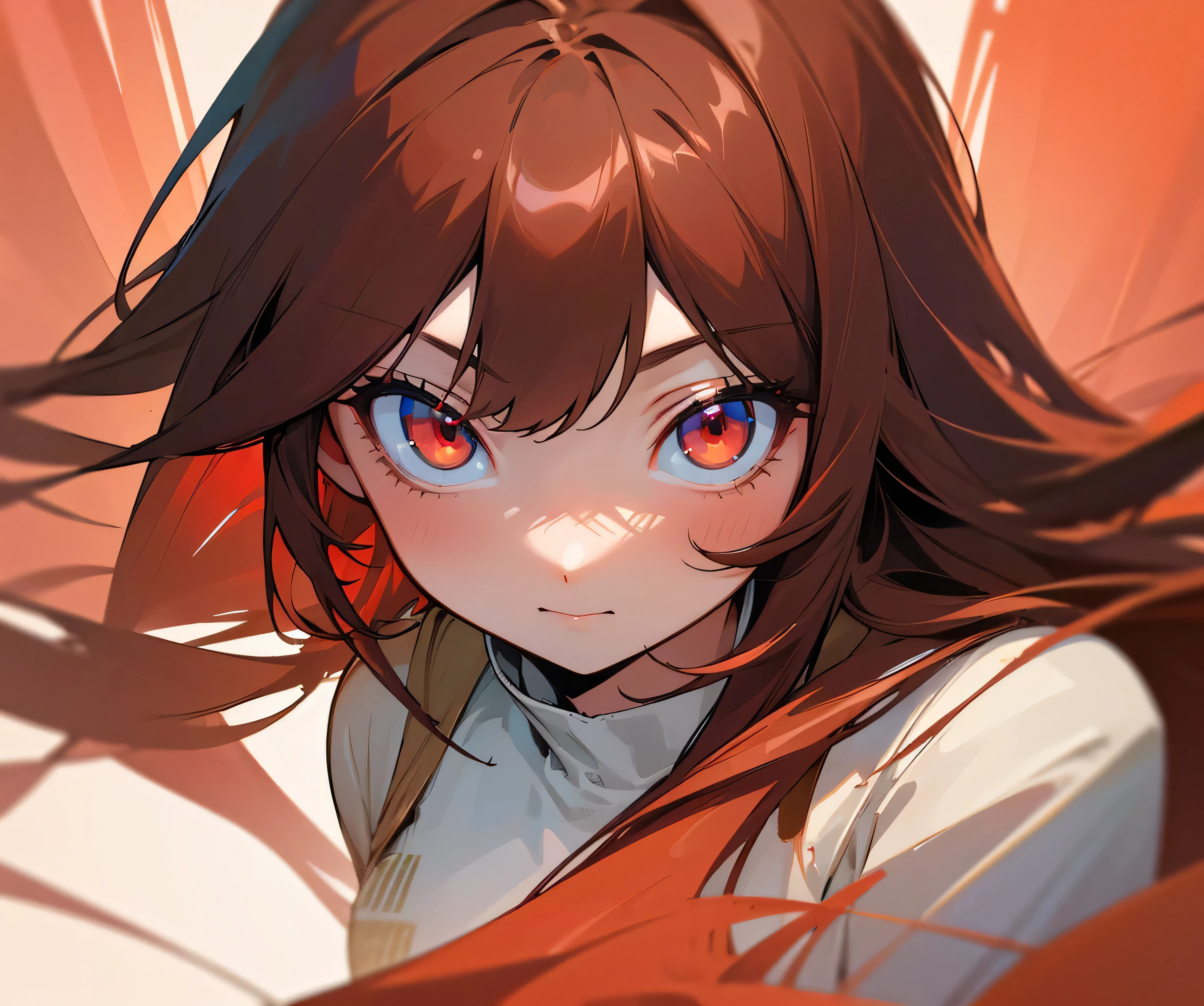 (best quality,highres,masterpiece:1.2),girl,(layered straight hair:reddish-brown),(blue and red eyes)