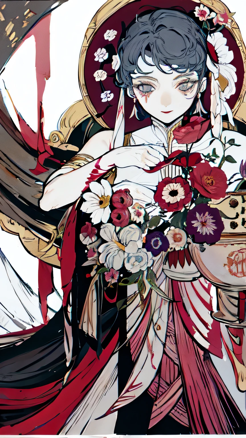masterpiece, highest quality, The death of one girl,Blood,flower,Skeleton