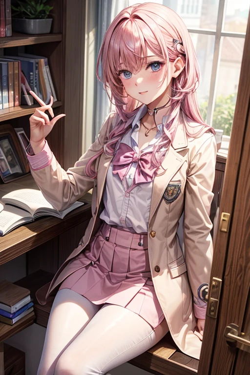 A male student attending the Magic College in high-tone pink beige color is incarnated