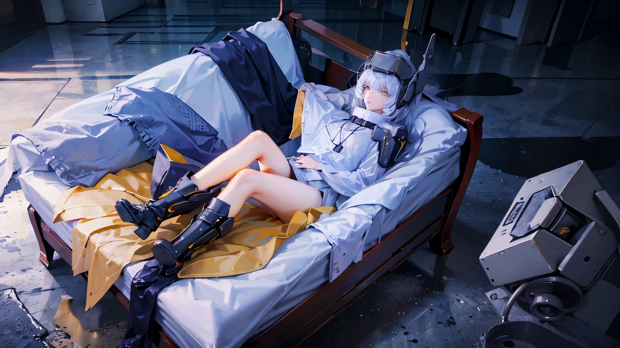 (masterpiece),(best quality),(detailed),(detailed 얼굴),(detailed 인체),(detailed 손),(detailed 다리),yellow eyes, white hair, long hair, headgear, mechanical boots, cloak, bare legs, single pauldron,pension , bed , lying down,1 person , solo , alone ,(masterpiece),(best quality),(detailed),(detailed 얼굴),(detailed 인체),(detailed 손),(detailed 다리),yellow eyes, white hair, long hair, headgear, mechanical boots, cloak, bare legs, single pauldron,pension , bed , lying down,1 person , solo , alone ,(masterpiece),(best quality),(detailed),(detailed 얼굴),(detailed 인체),(detailed 손),(detailed 다리),yellow eyes, white hair, long hair, headgear, mechanical boots, cloak, bare legs, single pauldron,pension , bed , lying down,1 person , solo , alone ,