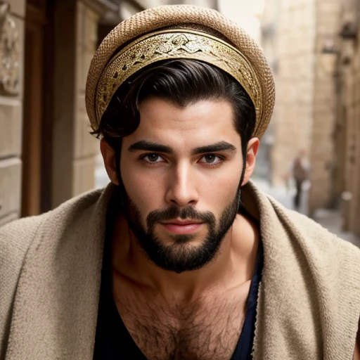 a man from  biblical jew beautiful. focus on the character's face