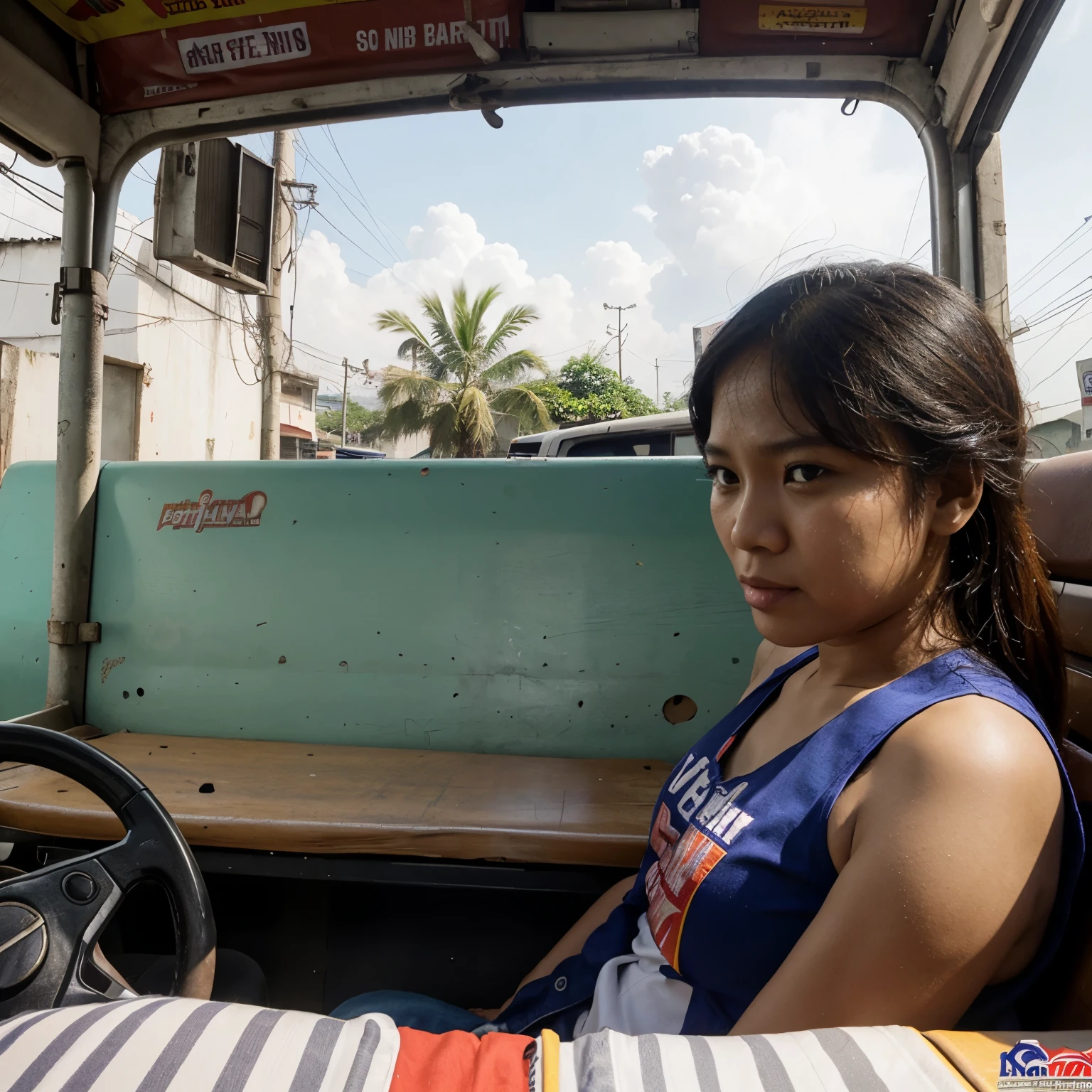 editorial cartoon about Heat wave in philippines that affects jeepney’s driver and student