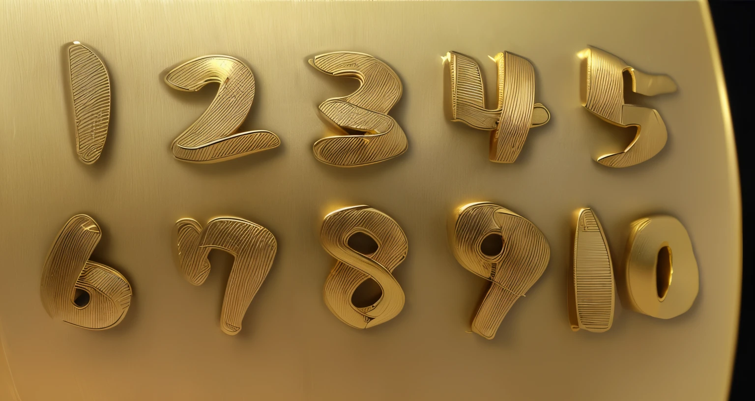 (Masterpiece, Best Quality)), ((High Precision Drawing of Every Detail) Extremely High Precision Drawing) [High Resolution], ((Gold Material)), ((Metal Material)), (3D Stereoscopic Sense), ((Figures 1-10)),Top to Bottom Viewing Angle.