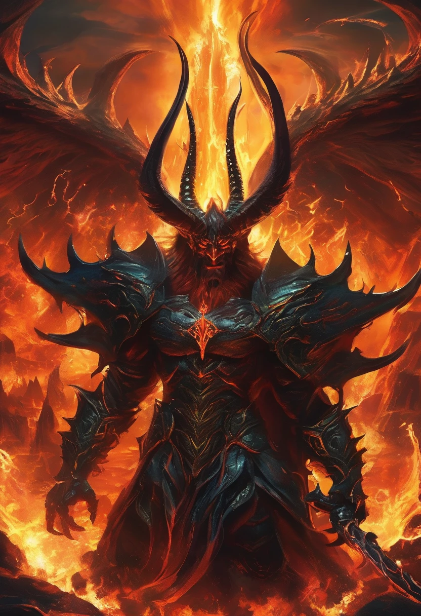 incarnation, Traditionally known as Lucifer, Rule with confidence in a hellish environment. He is surrounded by monsters.，They are his army.. Fiery cliffs and lava rivers form the backdrop, And tortured souls fill the gloomy outlook. The awe-inspiring grandeur of this hellish kingdom evokes a nightmarish epic..