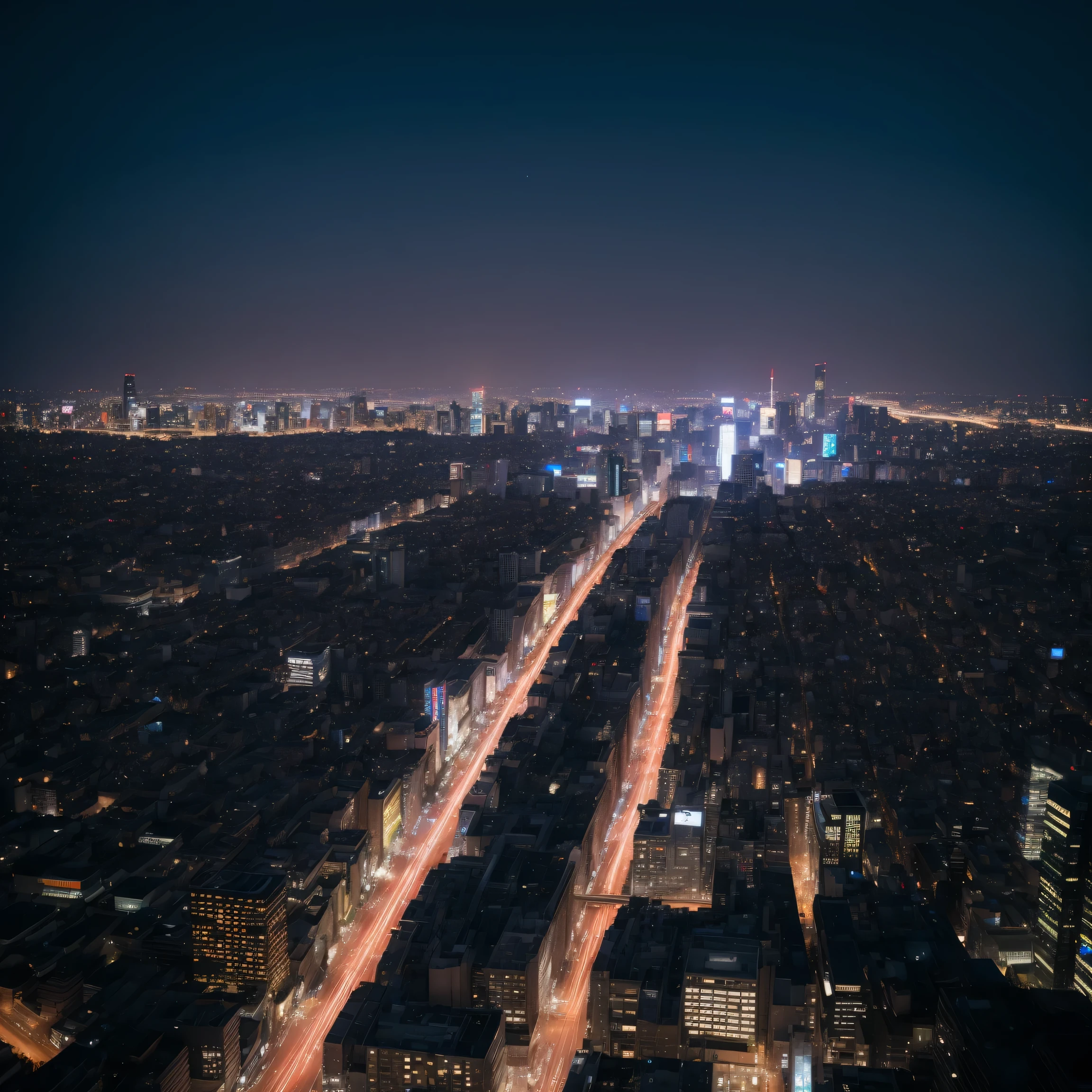 Town、building、Tokyo、night、Urban、City、wide area、moonlight、star、8k、Wide-angle shot、Sharpnesasterpiece, highest quality, (Focus alone), (Perfect Face:1.1), (Attention to detail:1.1)