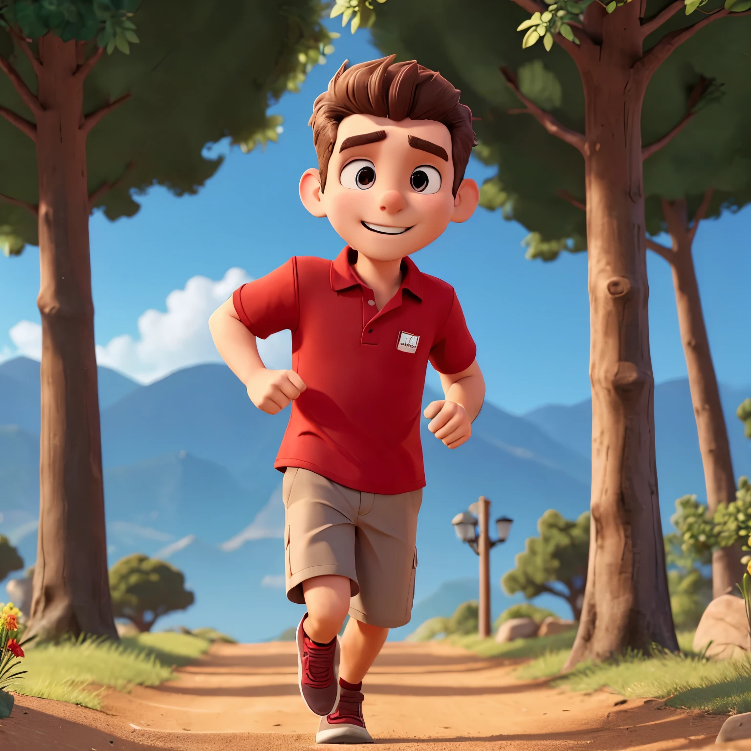 Man in red shirt running very fast