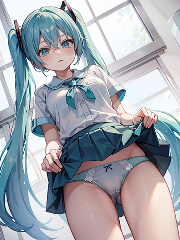 hatsune miku lift underwear,scool uniform