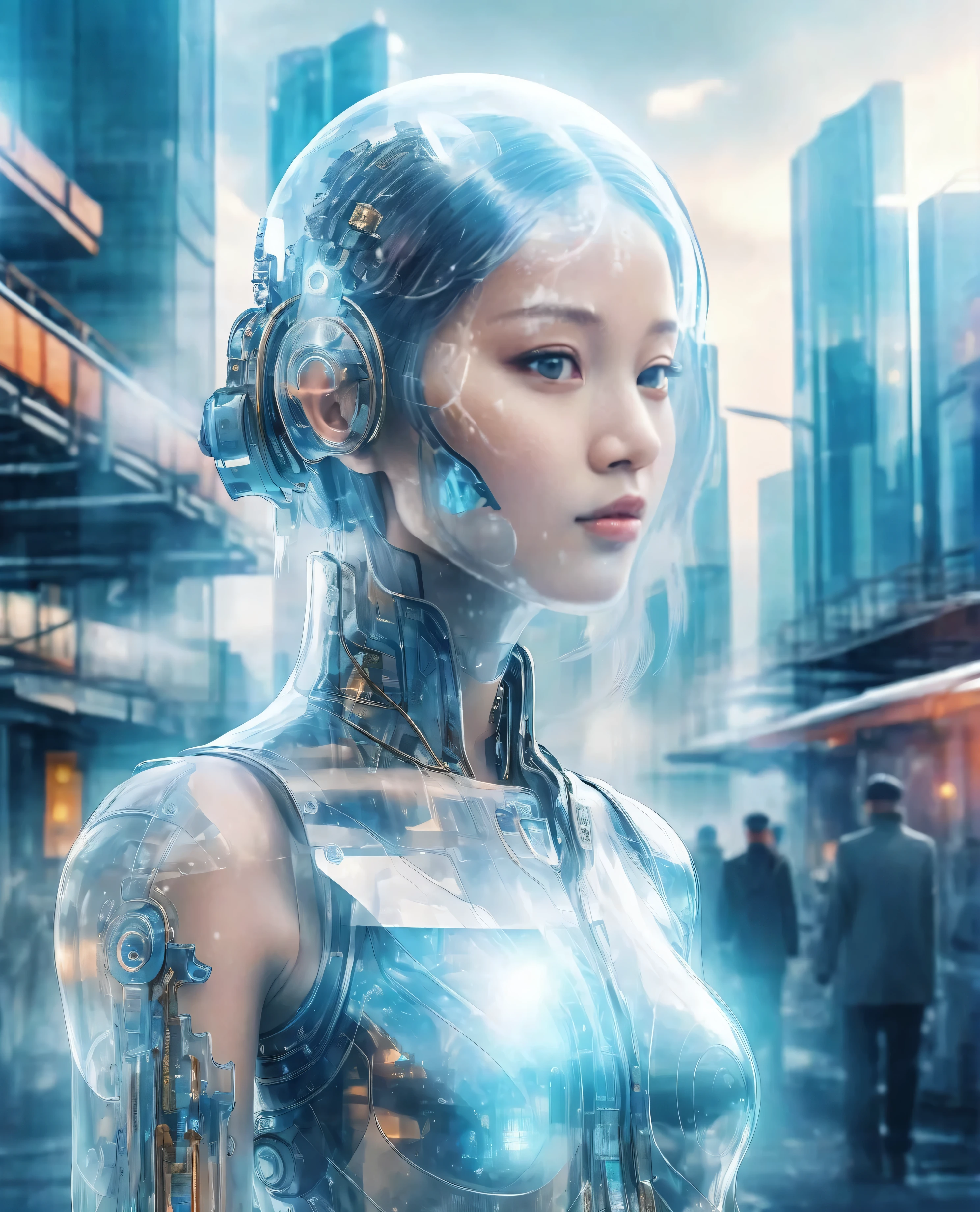The ice deer comes leisurely, The pure white body experiences the wonderland of ice and snow, Yan Jun's style, Exhale the white air in the transparent air, The flowing trees together form a dreamlike scene, High-quality CG depicts magnificent images, Yue Xiaofei's character design is perfect,Very exquisite, The curves are charming, The entire scene is enhanced by the depth of field effect.,It's more like being in another world.