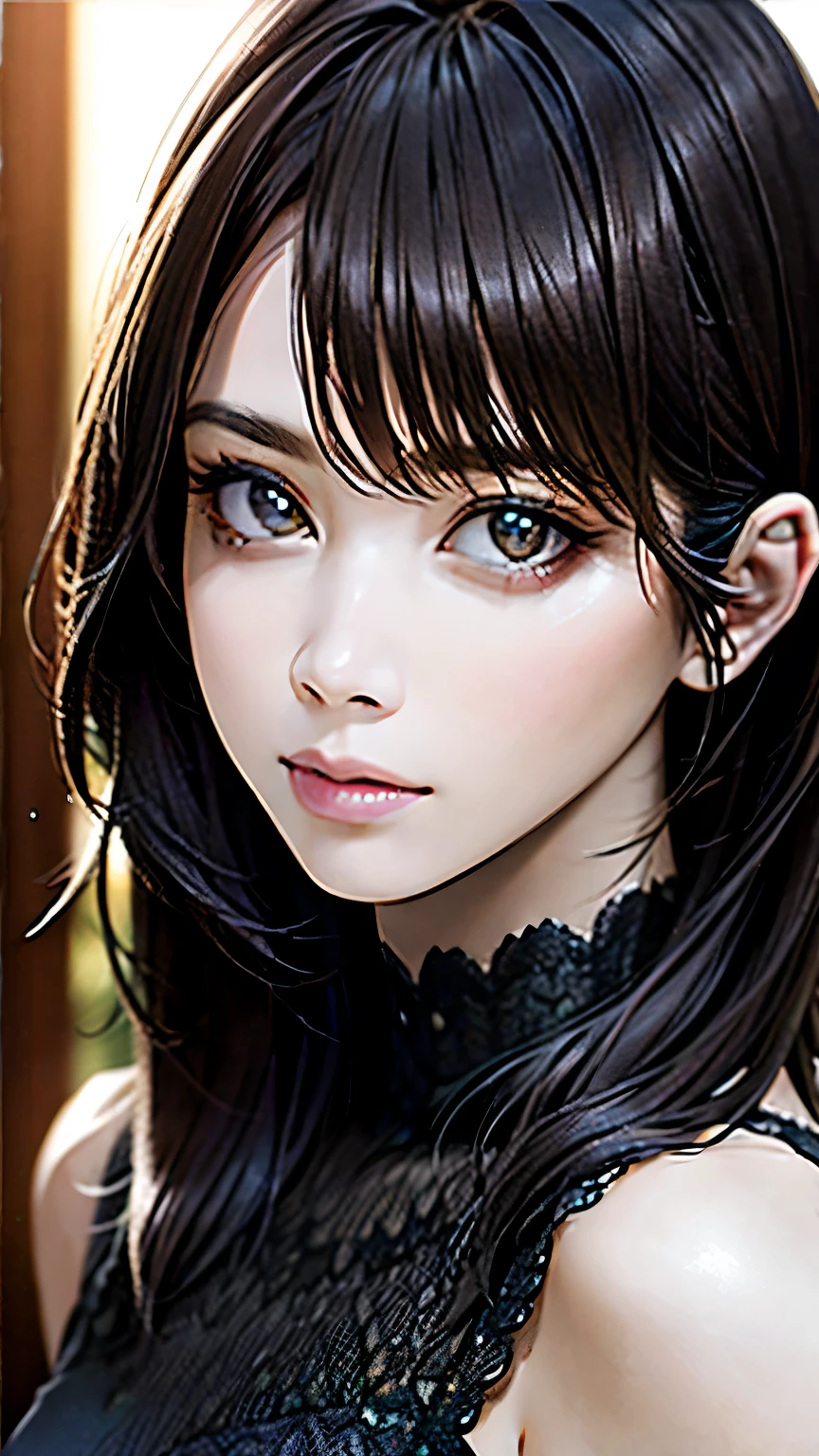 (hig彼st quality、8k、32k、masterpiece)、(Realistic)、(Realistic:1.2)、(High resolution)、Very detailed、Very beautiful face and eyes、1 girl、Delicate body、(hig彼st quality、Attention to detail、Rich skin detail)、(hig彼st quality、8k、Oil paint:1.2)、Very detailed、(Realistic、Realistic:1.37)、Bright colors