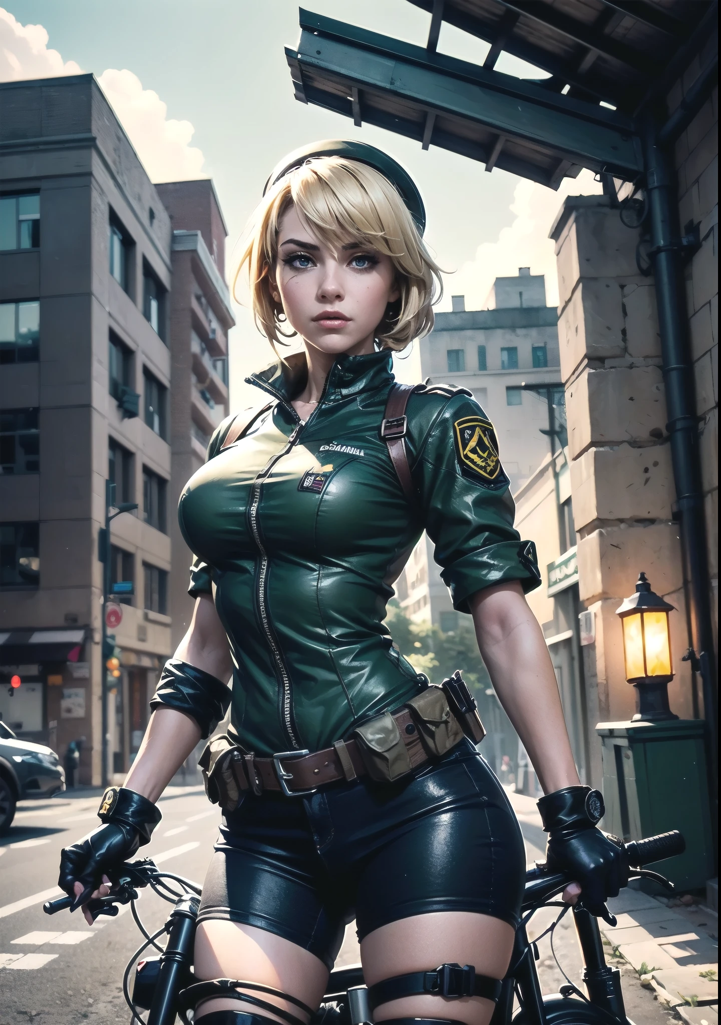 degenbrecher(arknights), necktie, groin, green jacket, military uniform, goat girl, black necktie, looking at viewer, clothes lift, large breasts, horns, stomach, lifted by self, uniform, hair between eyes, goat horns, animal ears, abs, solo, 1girl, long sleeves, ahoge, long hair, jacket, closed mouth, military, blonde hair, navel, open clothes, gloves, belt, shirt lift, black gloves, yellow eyes, collared shirt, orange shirt, goat ears, simple background, green background, shirt,Concept art of anime character, young woman, 21 years old, white short hair, glasses, huge breasts, white fashion shirt, brown open sweater, leggings, full body, two poses,best quality, masterpiece, highres, solo, {degenbrecher_arknights:0.90}, 1girl, looking_at_viewer, military_uniform, long_sleeves, black_necktie, upper_body, armband, collared_shirt, black_gloves, simple_background, closed_mouth, green_jacket, orange_shirt, white_background, adjusting_clothes