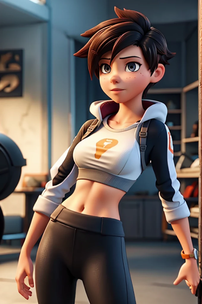 Tracer, tracer from overwatch, wearing tight clothes, in sunny day , wet, wet clothes, noticable body, nipples, cute, sexy, hot, sweaty, masterpiece, best quality,