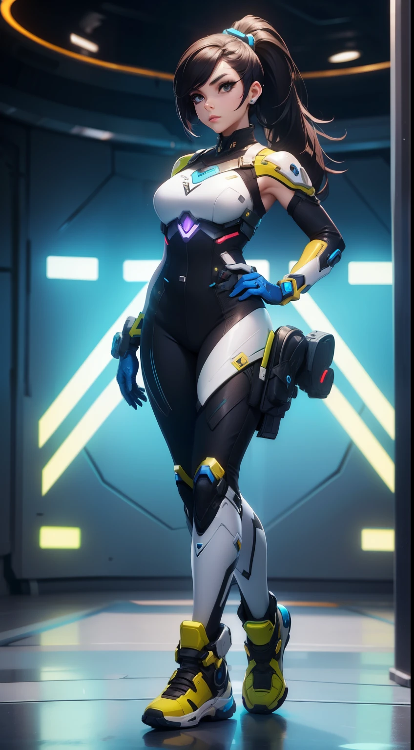 1 mechanical chinese girl, asian girl, clear facial features, face optimization, (super realistic details), carbon fiber mecha, shiny mecha, perfect blend of any mechanic, full body shot, global illumination, octane rendering, 8K, cool mecha, carbon black mixed chinese red mecha, metal, intricate, detailed decoration, cold, cool colors, highly complex details, realistic pipes, facing the camera, looking at the audience, neon details, mechanical limbs, mechanical spine, mechanical cervical vertebrae connected to the neck, bright colors, Super saturated colors, digital art, realist style