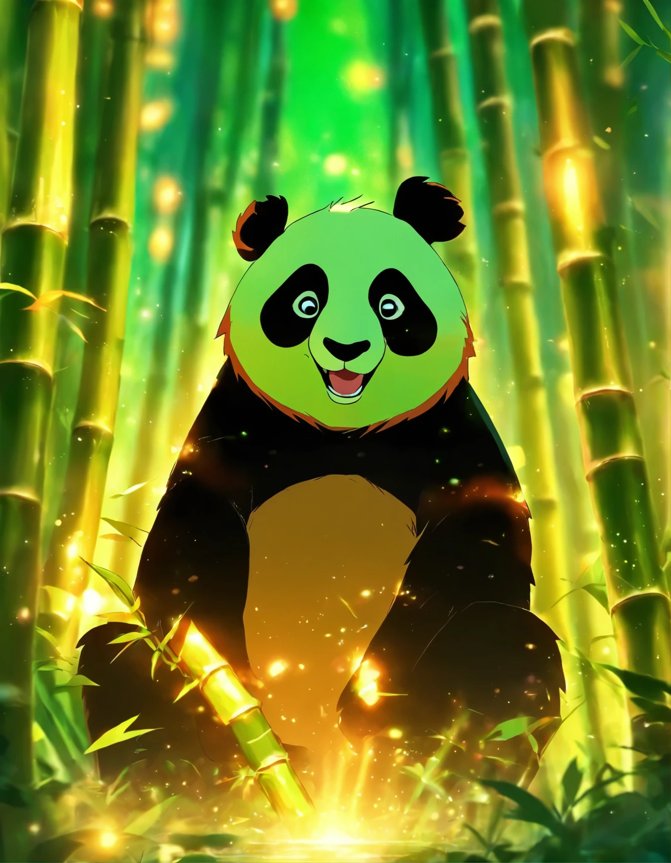 Panda bear in a bamboo forest.