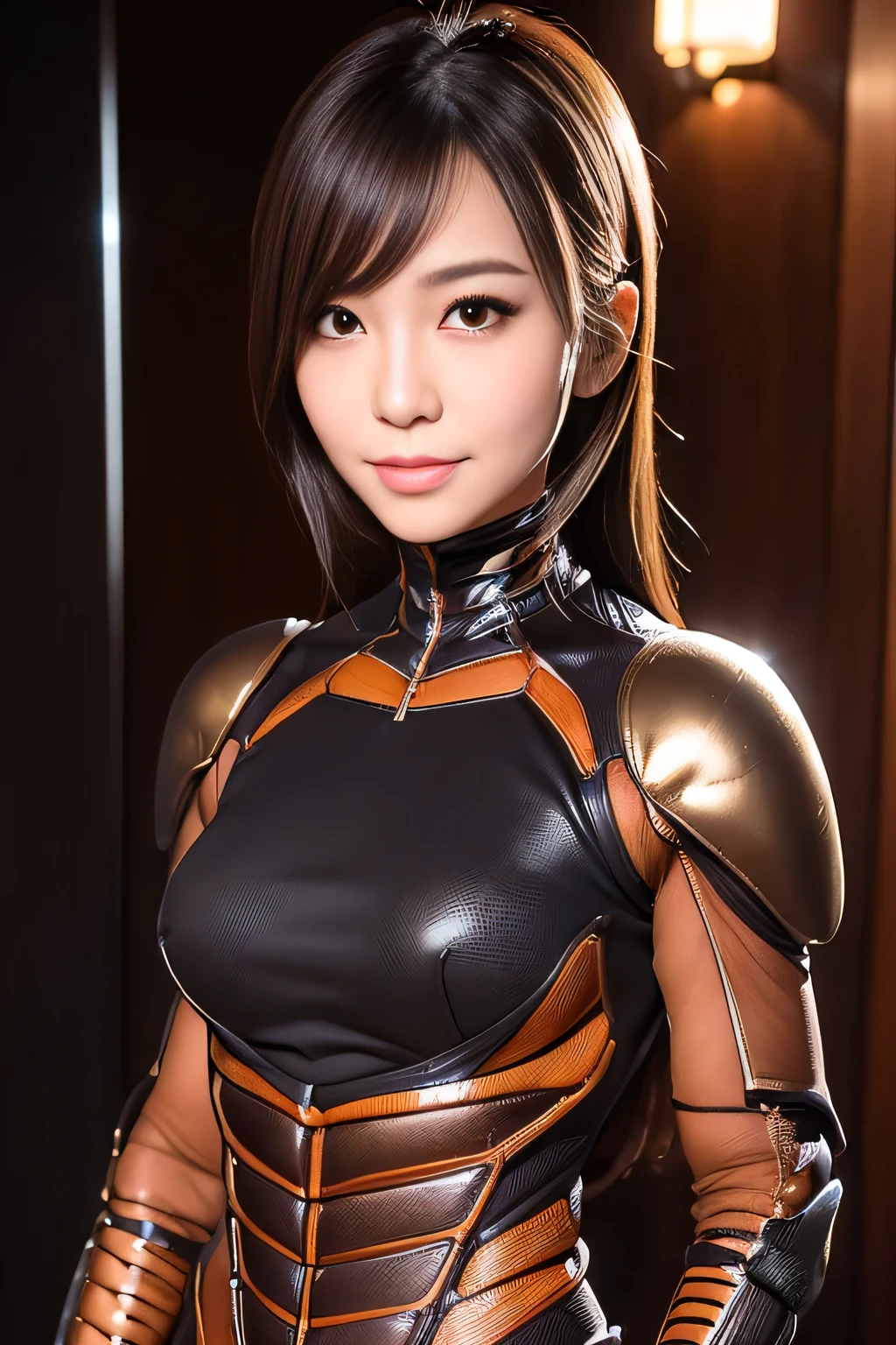 (high resolution,masterpiece,best quality,extremely detailed CG, anime, official art:1.4), realistic, photo, amazing fine details, all intricate, gloss and shiny,awesome many layers, 8k wall paper, 3d, sketch, kawaii, illustration,( solo:1.4), perfect female proportion,villainess, (fusion of dark brown cockroach and lady:1.4), (brown cockroach form lady:1.2), (brown cockroach lady:1.2), (fusion:1.2), (solo:1.4), (evil smile:1.2), muscular, abs, (cockroach brown exoskeleton bio insect suit:1.4), (cockroach brown exoskeleton bio insect armor:1.2), (brown transparency cockroach wing:1.4), (brown cockroach antennae:1.3),