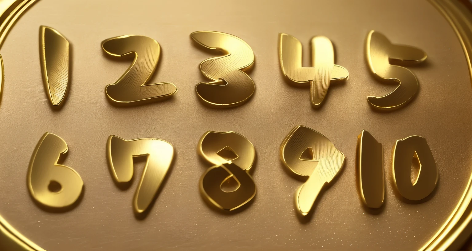 (Masterpiece, Best Quality)), ((High Precision Drawing of Every Detail) Extremely High Precision Drawing) [High Resolution], ((Gold Material)), ((Metal Material)), (3D Stereoscopic Sense), ((Figures 1-10)),((Smooth surface)),Top to Bottom Viewing Angle.