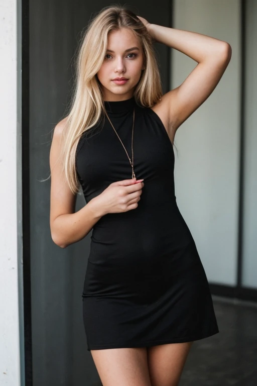 super cute blonde woman in dark theme