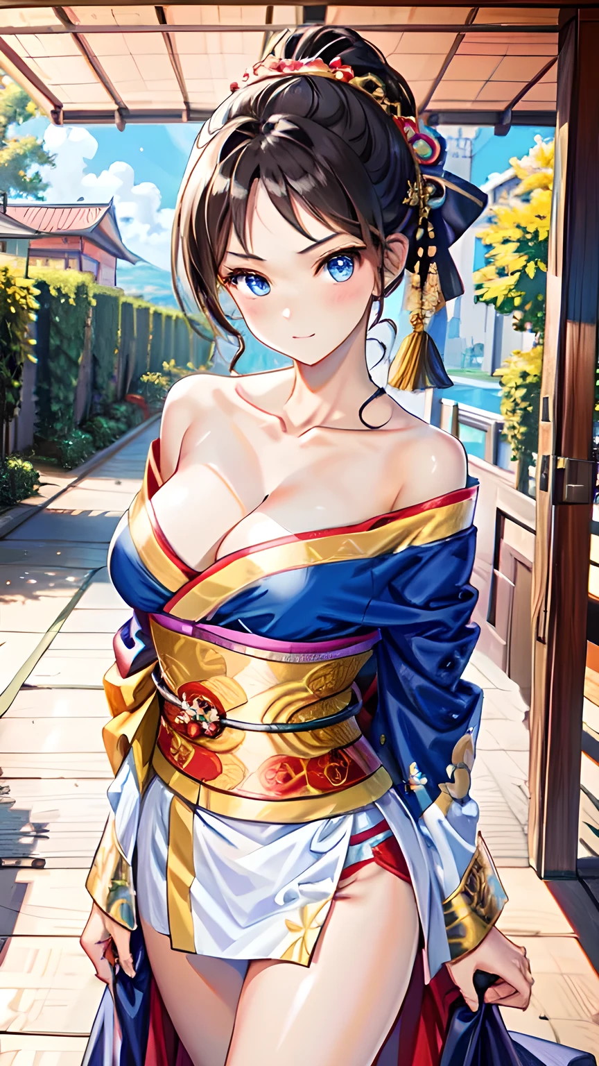 (masterpiece, highest quality:1.2), One girl, alone, Off-the-shoulder kimono, 