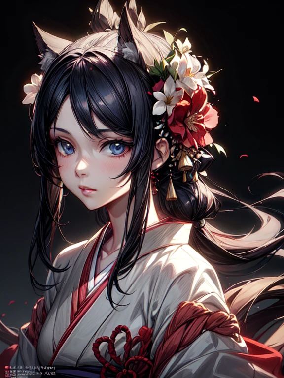 Arafed woman in kimono with flowers on her head, beautiful digital artwork, beautiful digital illustration, beautiful digital painting, gorgeous digital painting, work in Guweiz style, Photorealistic render of an anime girl, гладкое аниме cg art, beautiful digital art, Great digital art with details, stunning digital illustration, detailed digital anime art, April render, Beautiful anime portrait