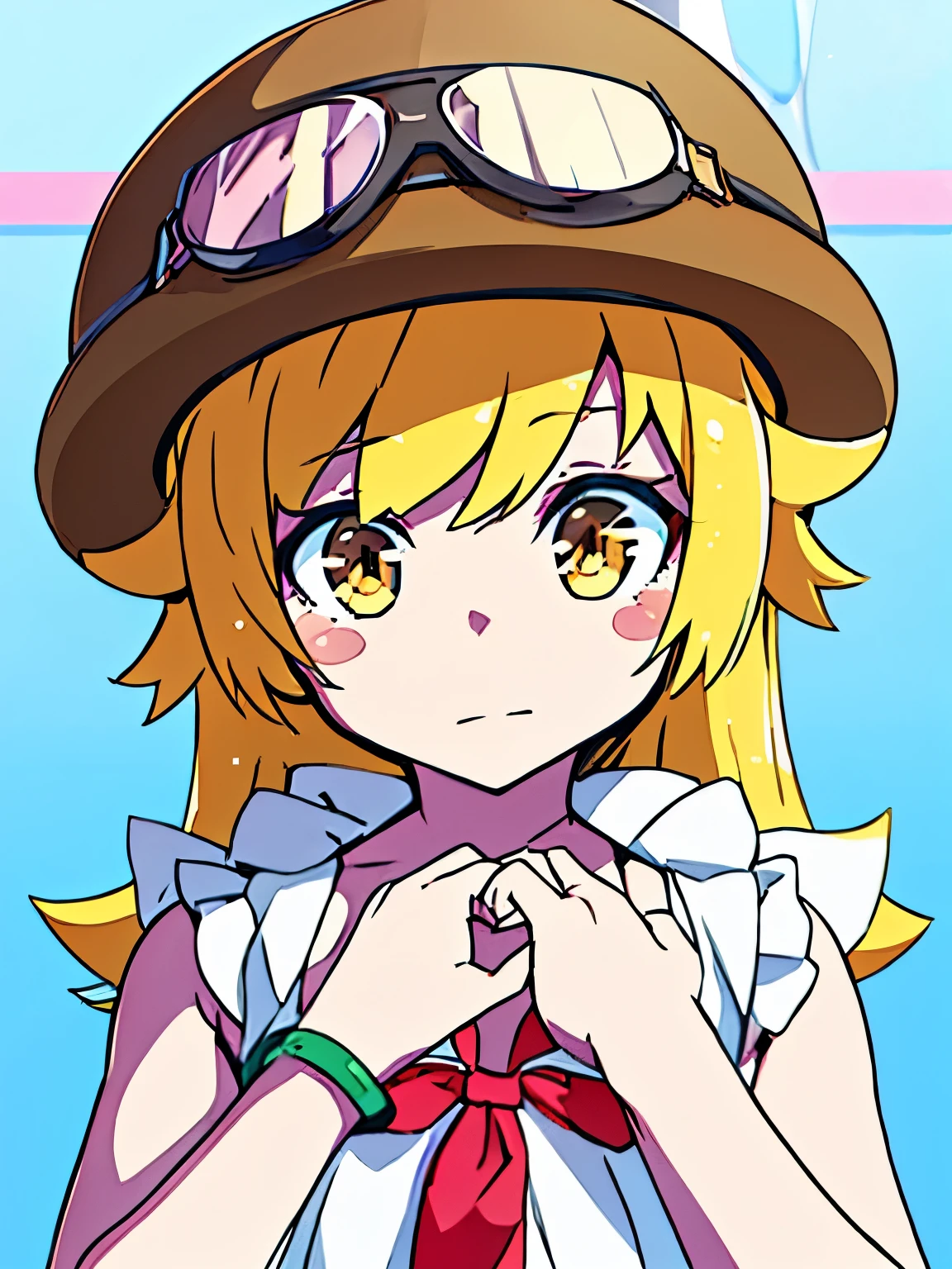 NSFW,oshino_shinobu,blush sticker,Blonde,Long Hair,White Dress,(Perfect hands),(Perfect Anatomy),(masterpiece),(highest quality)