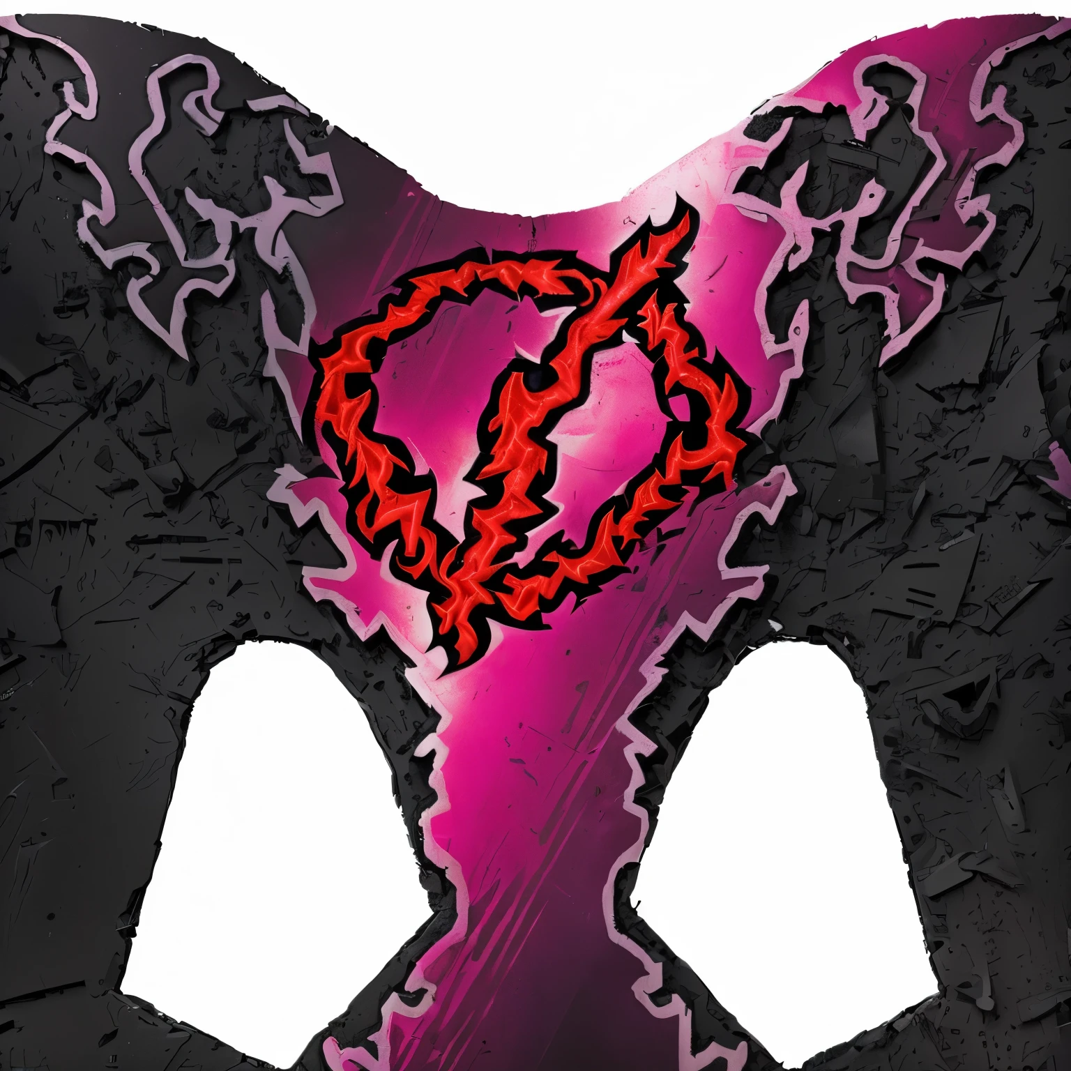 a close up of a red and black logo on a black background, pv, overdetalized, graffiti _ background ( smoke ), official artwork, red demon cyberpunk symbols, digital art - n 9, digital art - n 5, demon, devils, overload, heartbreak, devil, pink lightning, shattering, abstract album cover, fractalpunk