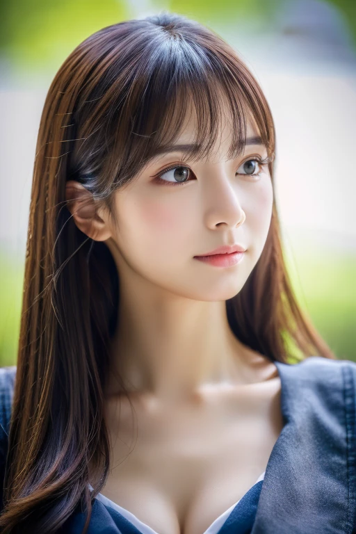 (((Tabletop, highest quality, High resolution)))), Extremely detailed 8K, Beautiful girl with slim body, (Ultra HD, Very detailed, Very detailed, Very realistic, Ultra-realistic, Photo Real), (One girl:1.5), Beautiful idol-like Japanese girls, Medium length hair, Gazing into the distance, profile, (Medium Breast: 1.2), (Beautifully detailed face, Beautiful fine details), career woman, A challenging look