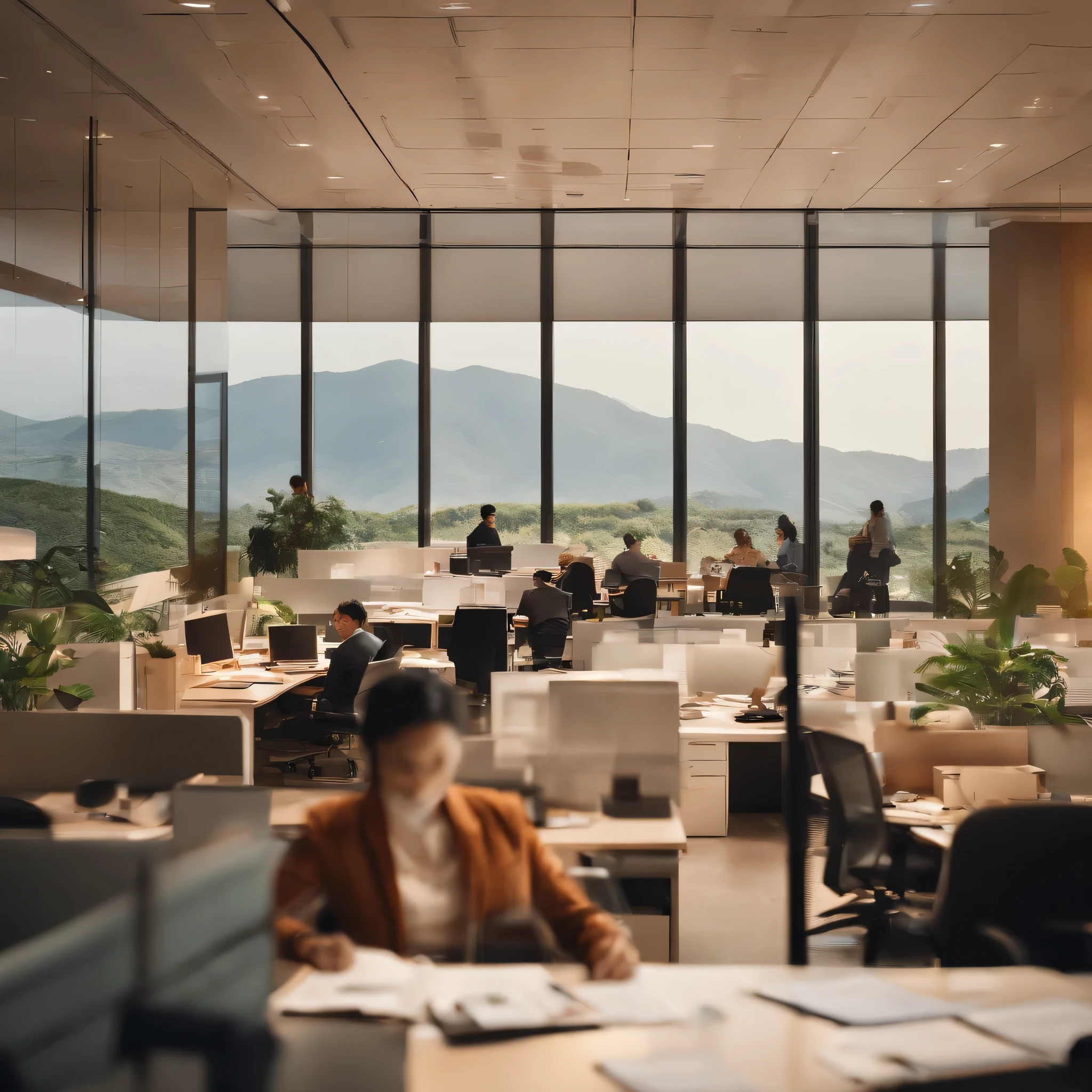 landscape、Office workers working in the office、Many people are busy with work、Real、delicate、photograph、8k