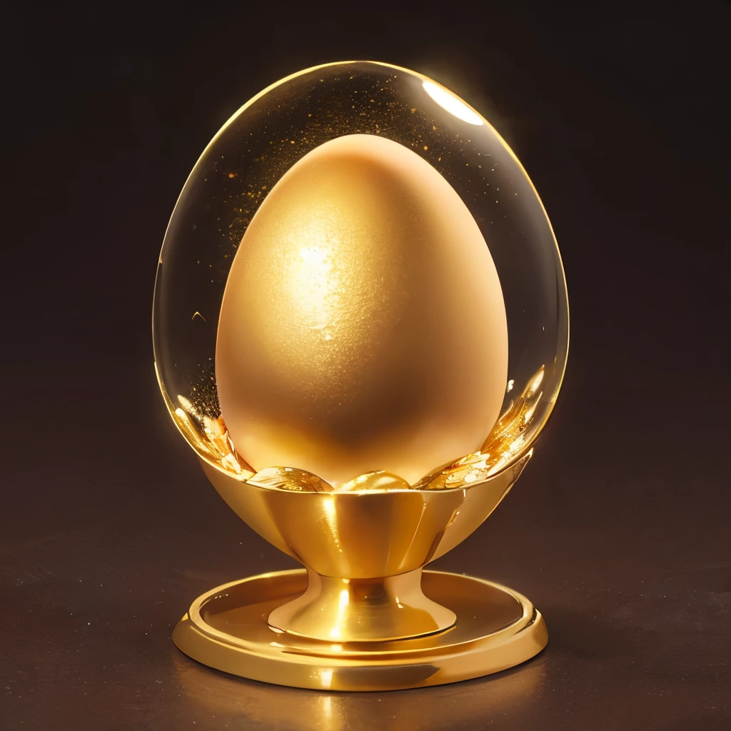 High resolution, (a golden decorated egg:1.3),Glowing, on a beautiful decorated stand