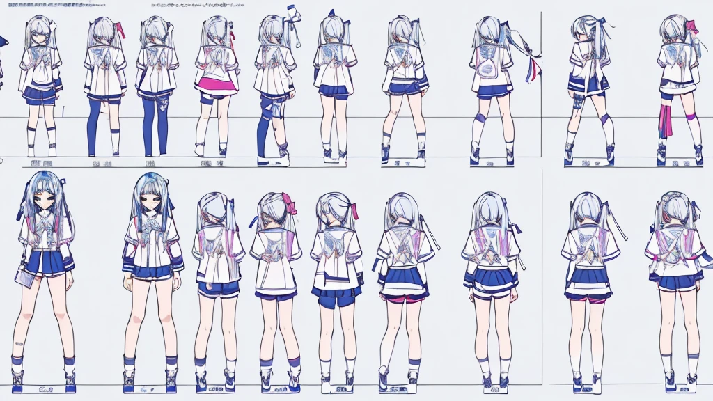 character blueprint、Whole Esbian、ด้านpage/ใบpageด้านside/ที่ด้านbehind、high resolution、1 girl comes in、、student clothes、cute anime illustrations、Prismilia information
(character design sheet,page,behind,side,All characters are the same.)