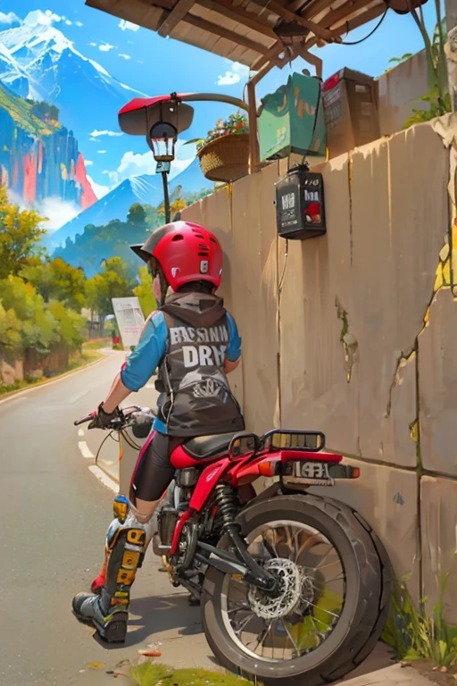 Himalayas, Himalayan 450 bike with a rider on it on the road